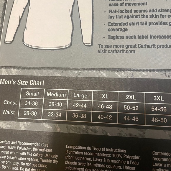 Carhartt Men's Work-Dry® Base Layer Lightweight-Thermal Crewneck Top, Size M NEW - Picture 3 of 5